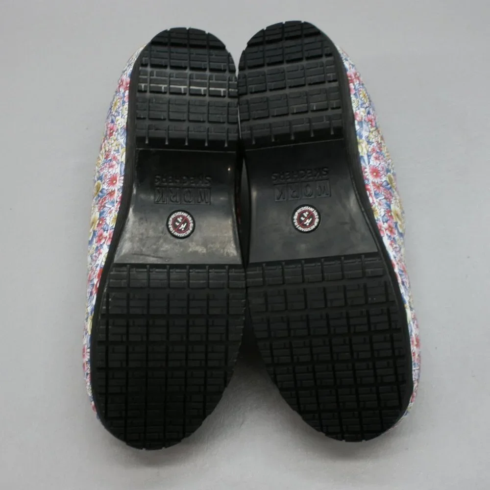 Skechers Ladies 9.5 Candaba Floral Multi Color Leather Nursing Work Clogs Shoes - Picture 9 of 12